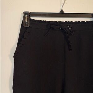 Cremieux Ruffle Black Drawstring Sweatpants